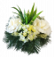 Trauergesteck aus künstliche Rosen, Hortensie und Zubehör Ø 28cm x 22cm