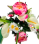 Buchet artificial Bujor, Alstromeria, Calla și accesorii 42cm roz