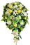 Temetési koszorú "Könny" clematis, rózsák, rumohra és kiegészítők 95cm x 55cm