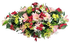 Žalobni aranžman mješavina umjetnog cvijeća i dodaci 60cm x 34cm x 22cm