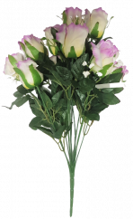Ruže kytica kremová & fialová "12" 45cm umelá