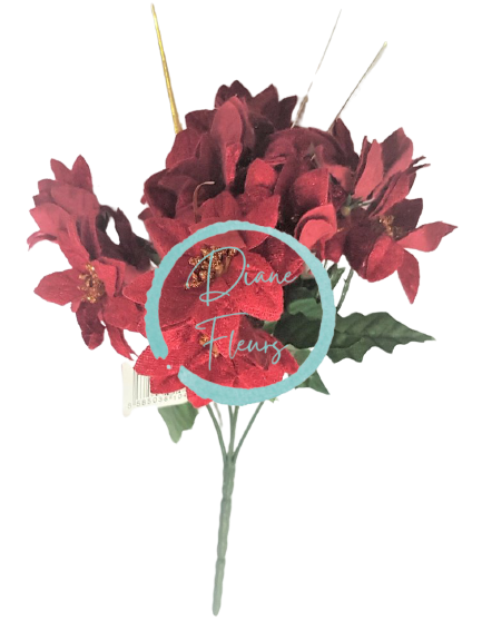 Poinsettia Euphorbia Vianočná ruža kytica 25cm červená umelá
