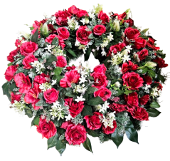 Luxury Artificial Pine Wreath Exclusive Roses, Small Blossoms, Thistle and Accessories 70cm