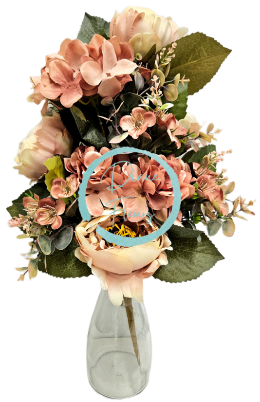 Esclusivo Mazzo di peonie 52cm x 30cm artificiali marrone