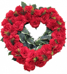 Coroană "Inima" de flori artificiale garoafe si accesorii 45cm