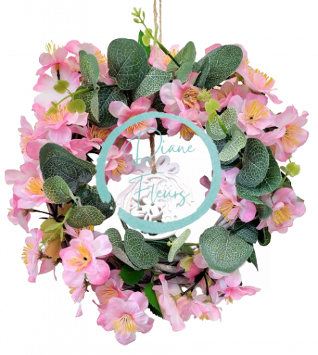 Wicker wreath decorated with Cherry Blossoms and Accessories Ø 23cm