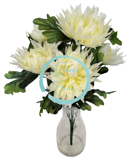 Artificial Chrysanthemums x5 Bouquet 50cm Cream - Low price