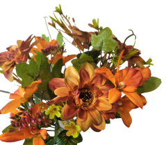 Artificial Gerbera Daisy & Orchid Bouquet 33cm Brown