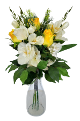 Künstliche Bunter Strauß Exclusive Rosen, Gladiolen, Accessoires 53cm