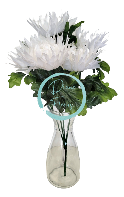 Crizanteme buchet x5 alb 50cm flori artificiale - Preț scăzut