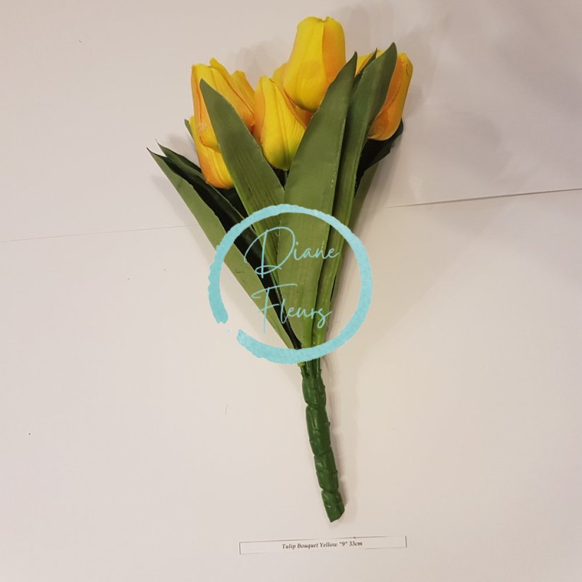 Tulipány kytica x9 žltá 33cm umelá