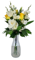 Vezani šopek vrtnic Exclusive, gladiole, dodatki 53 cm umetno
