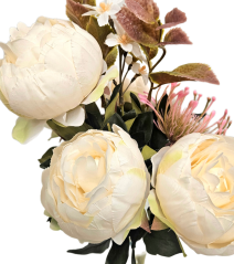 Buchet luxos de Bujori 48cm flori artificiale crem