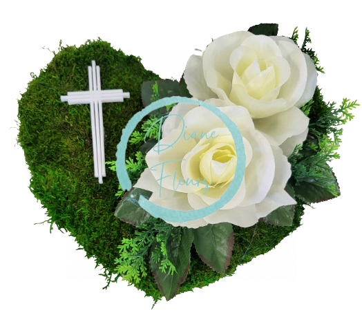Decorative (sympathy) mossy wreath "Heart -shaped" Roses & accessories 22cm x 22cm