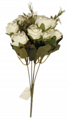 Ruže kytica "10" biela 32cm umelá