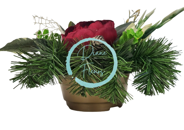 Smútočný aranžmán betonka umelé peonie pivónie a doplnky Ø 28cm x 15cm