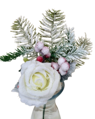 Sztuczna róża 34cm śnieżna kremowa