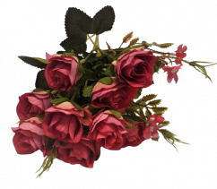 Rózsa csokor "10" sötét. rózsaszín 32cm művirág