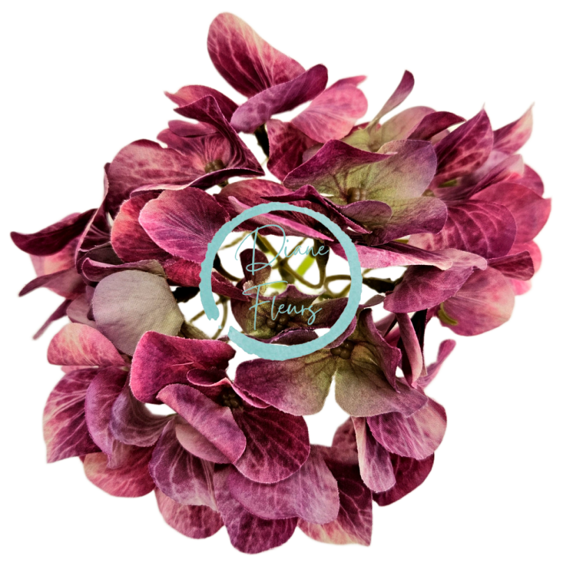 Изкуствена глава на хортензия 12 см бордо