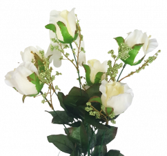 Růže kytice větev x6 78cm umělá krémová