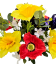 Artificial Narcissus, Iris, Poppies bouquet 42cm Yellow, Purple, Cream, Red
