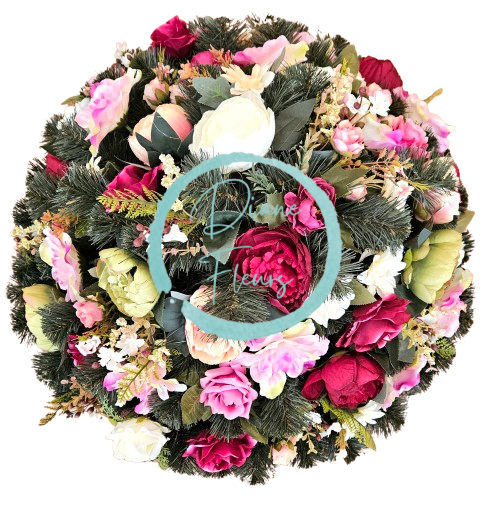 Luksusowy wianek Exclusive piwonie, róże, dalie i dodatki 70cm