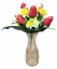 Tulipán és nárcisz csokor művirág x12 33cm piros, sárga
