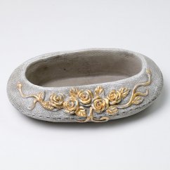 Decorative stoneware flowerpot oval 26,5cm x 16cm x 7,5cm