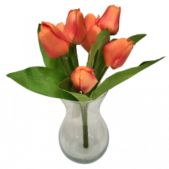 Artificial Tulips Bouquet x9 Orange 33cm