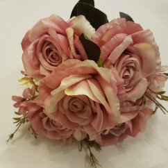 Rózsacsokor rózsaszín "9" 48cm művirág