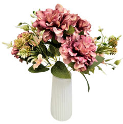 Buchet frumos de dalii artificiale și accesorii 38cm roz vechi