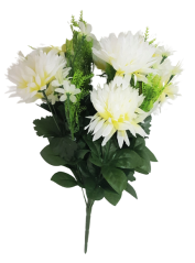 Artificial Chrysanthemum Bouquet x9 45cm White