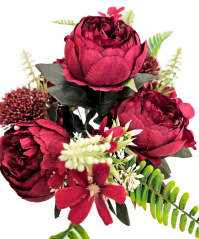 Buchet luxos de Bujori, Ciulin, Hortensii 48cm flori artificiale roşu