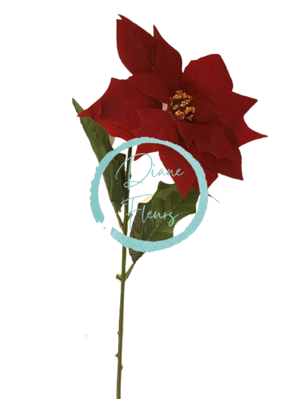 Poinsettia Vánoční hvězda kusová sametová 73cm červená umělá