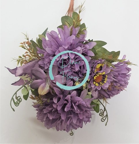 Kytica Chryzantéma & Ľalia "12" 50cm fialová umelá