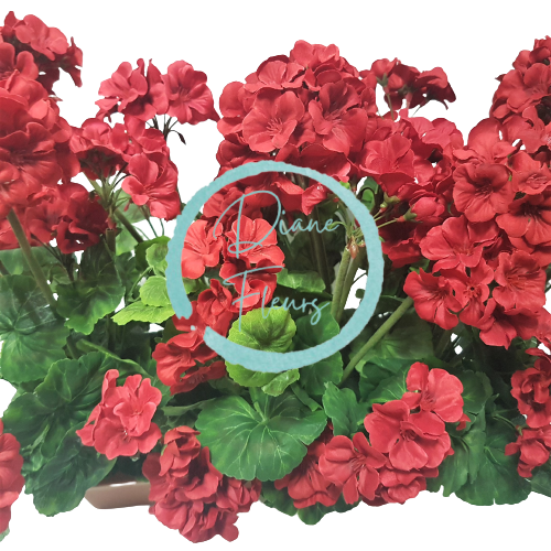 Umělý Muškát Pelargonie v truhlíku 40cm x 35cm x výška 45cm červená