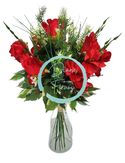 Buchet de trandafiri, gladiole, accesorii Exclusive 53cm flori artificiale