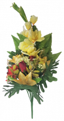 Buchet Trandafiri & Crini & Gladiola "16" gelben & rosu 70cm flori artificiale