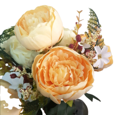 Exclusive Pivonky Peonie kytica x11 50cm krémová & žltá umelá