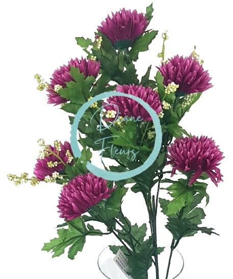 Ramo di crisantemo artificiale viola x7 75cm