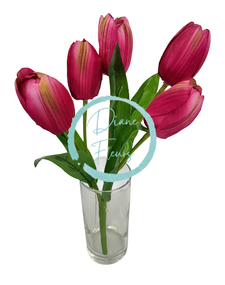 Tulipány kytička x5 31cm ružová