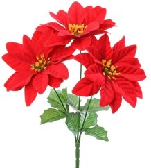 Božićna zvijezda Poinsettia buket x3 32cm crvena umjetni