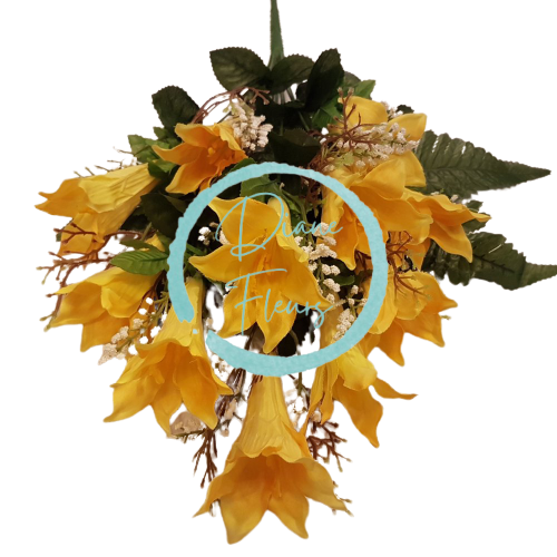 Buchet de crini x12 galben 50cm flori artificiale