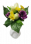 Bukiet Tulipana, Narcyza i Zawilca x10 30cm sztuczny fioletowo-żółto-kremowy