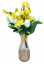 Vázaná kytice tulipány, zlatý déšť a doplňky 38cm umělá