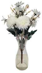 Buchet Crizanteme si Margarete Artificiale x10 46cm crem