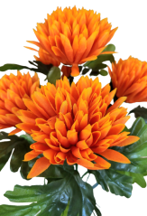 Crizanteme buchet x5 portocaliu 50cm flori artificiale - Cel mai bun preț