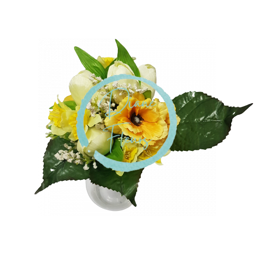 Artificial Bouquet Tulip & Narcissus & Anemone x10 30cm Yellow & Cream