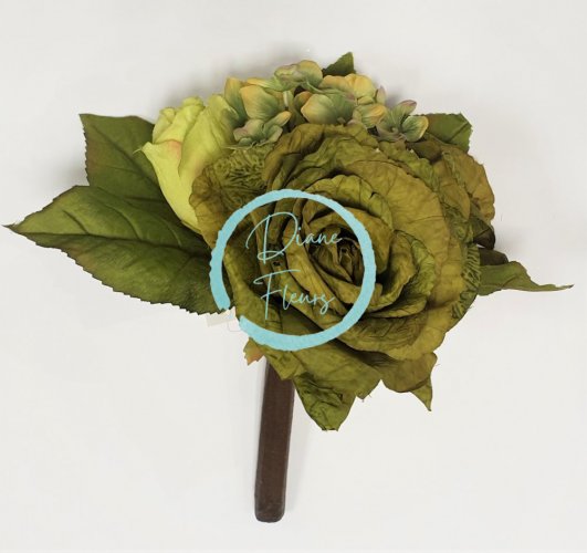 Artificial Roses/Hydrangeas Bouquet Green 10,2 inches (26cm)