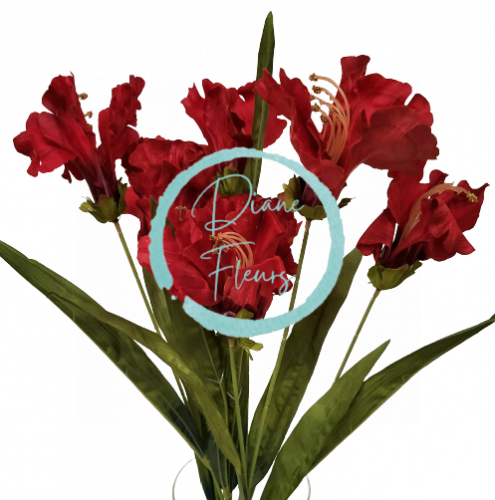 Šopek umetnih irisov 60cm rdeč